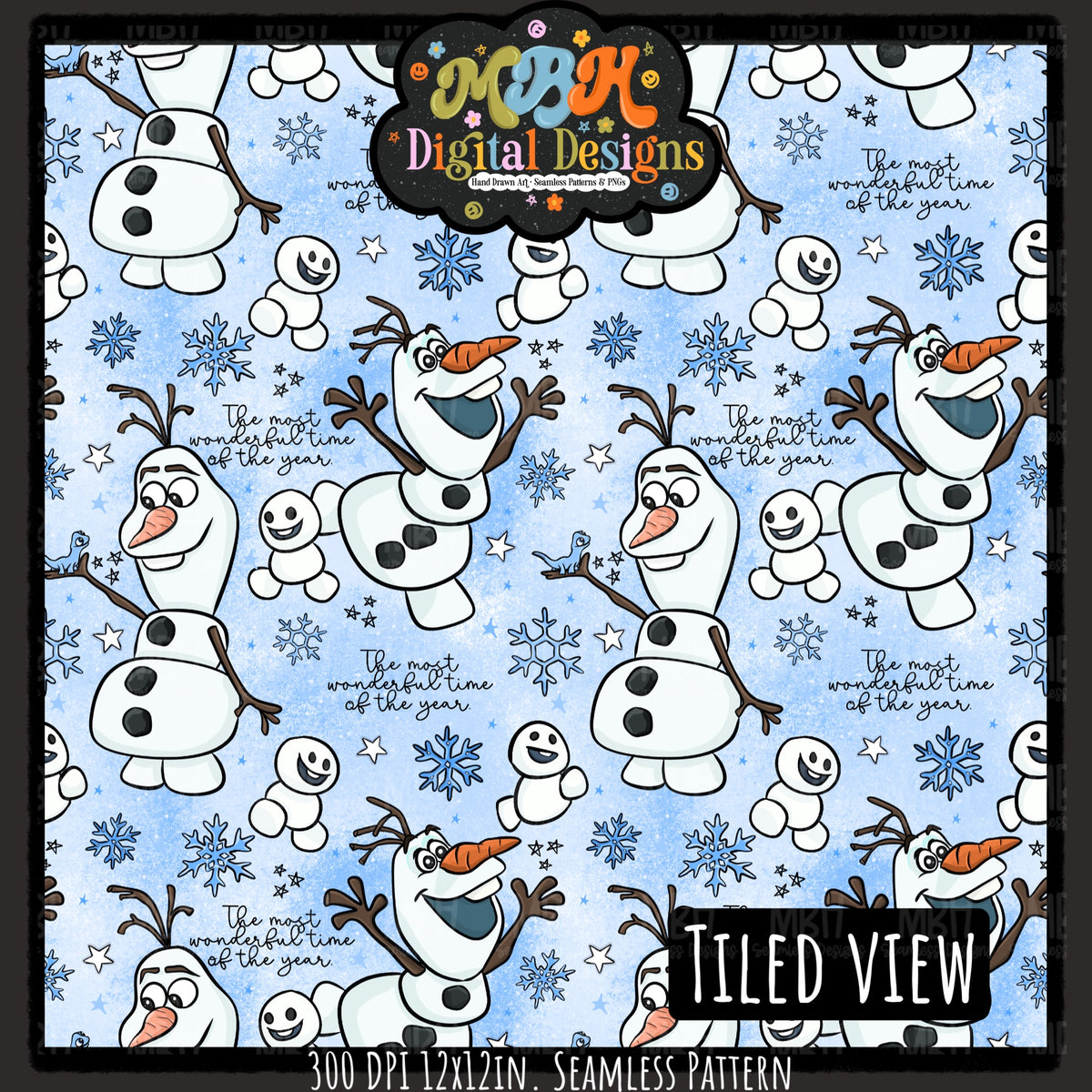 Olaf Seamless Pattern // PNG // Assorted Colorways