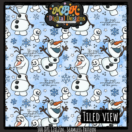 Olaf Seamless Pattern // PNG // Assorted Colorways