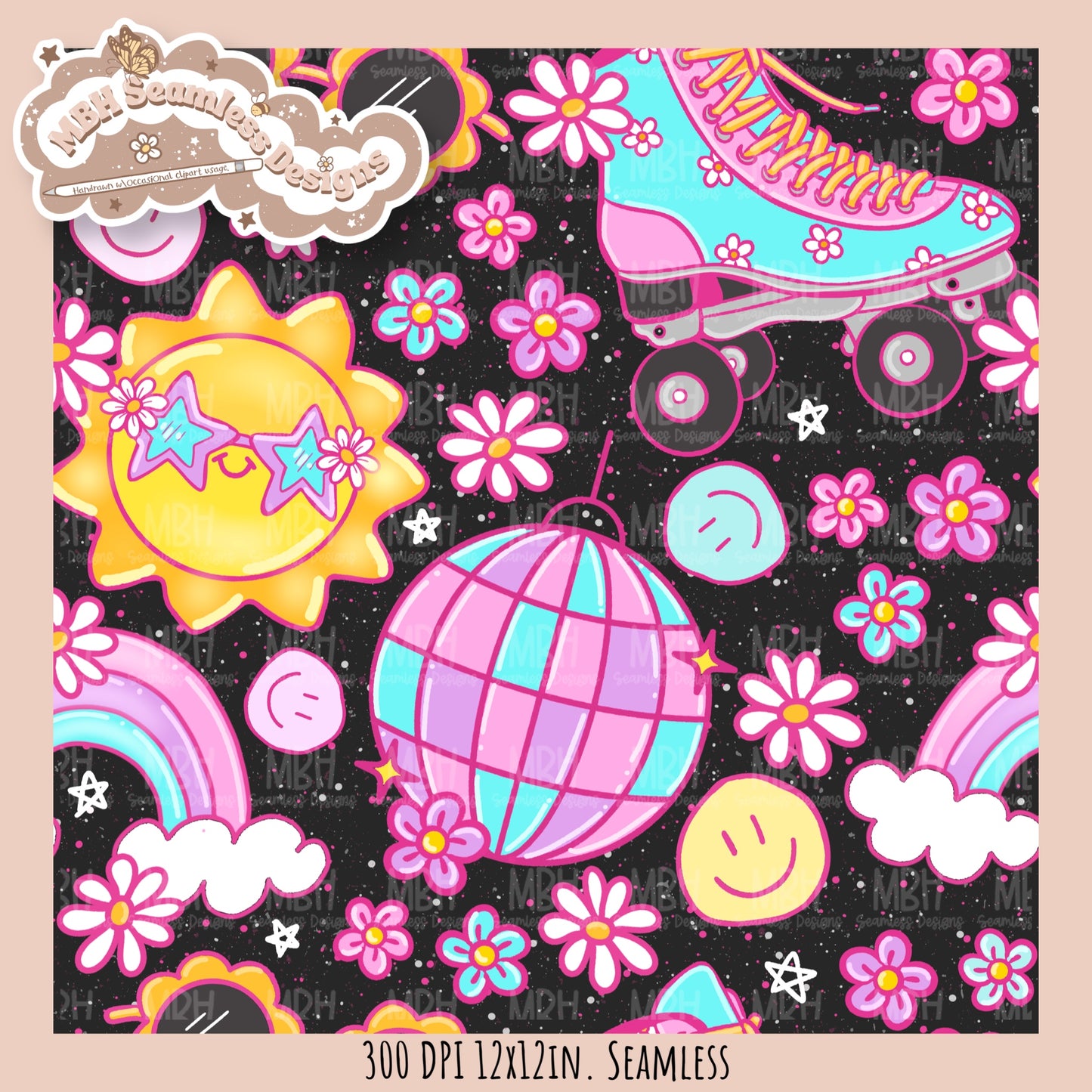Groovy Summer Seamless Pattern //  MULTIPLE COLORWAYS