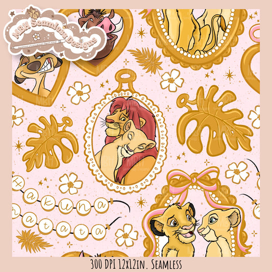 Lion King Frames Seamless Pattern // PNG // Multiple Colorway Options