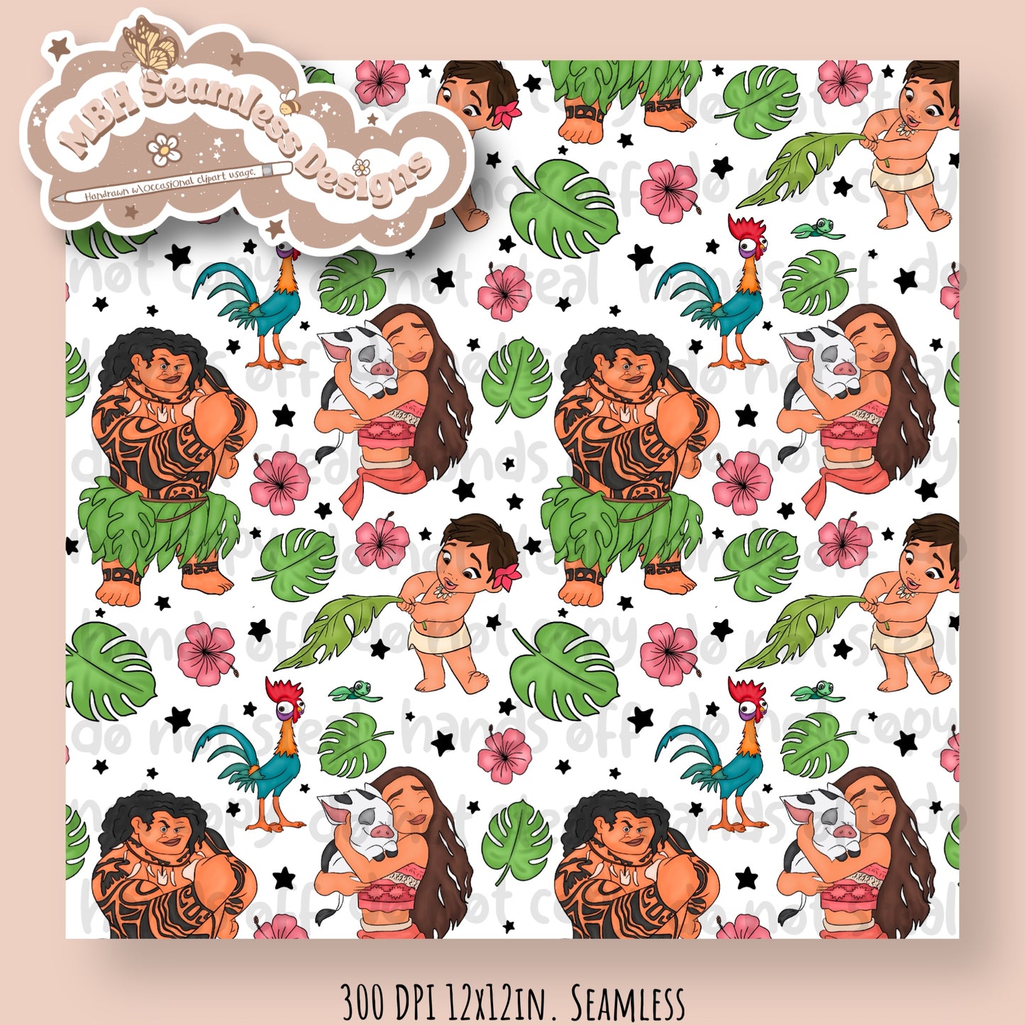 Moana Seamless Pattern MULTIPLE COLORWAYS