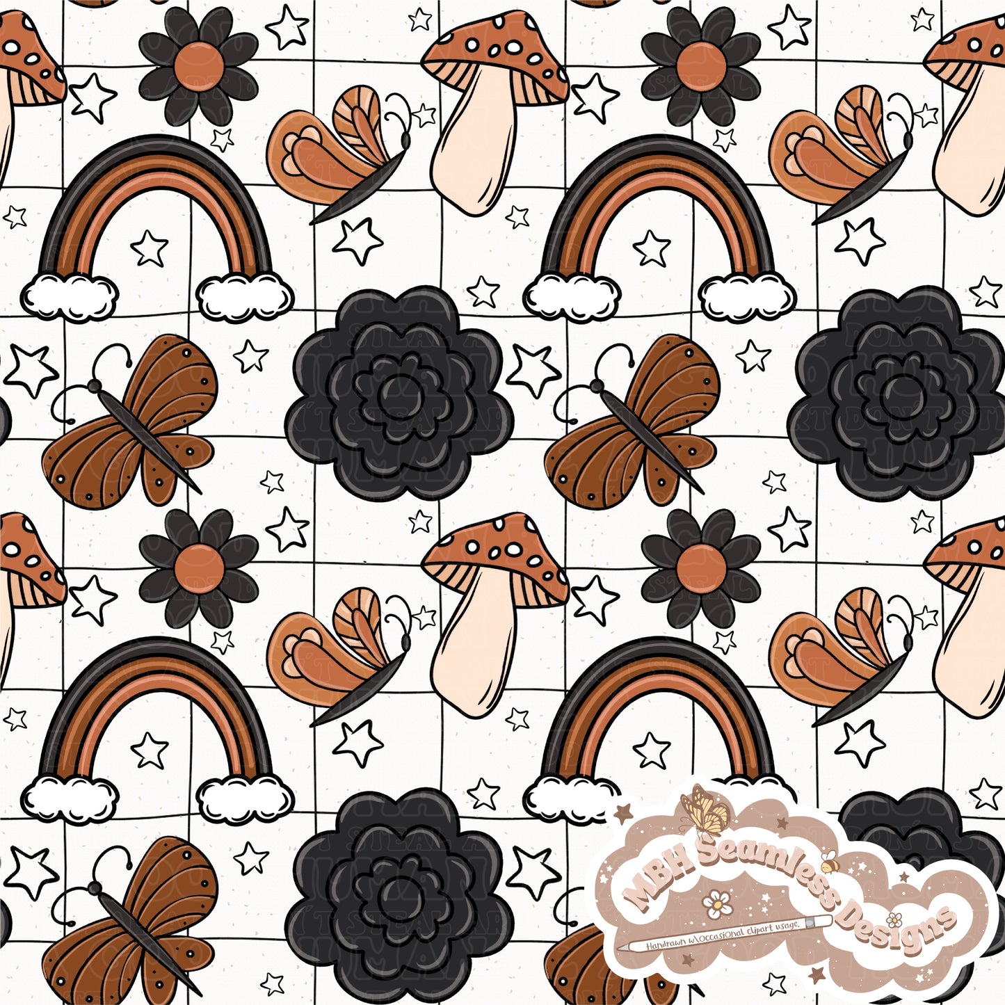 Midnight Floral Boho Seamless Pattern & PNG MULTIPLE COLORWAYS