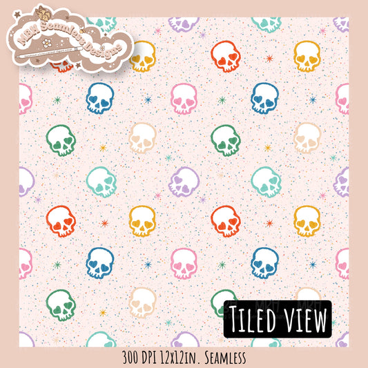 Starry Skulls Seamless Pattern // Assorted Colorway Options