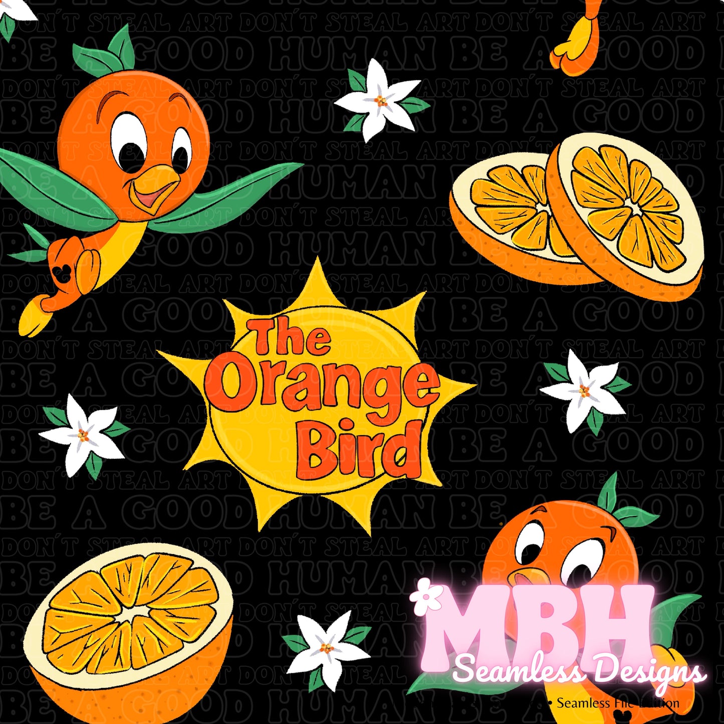 The Orange Bird Seamless Pattern & PNG MULTIPLE COLORWAYS