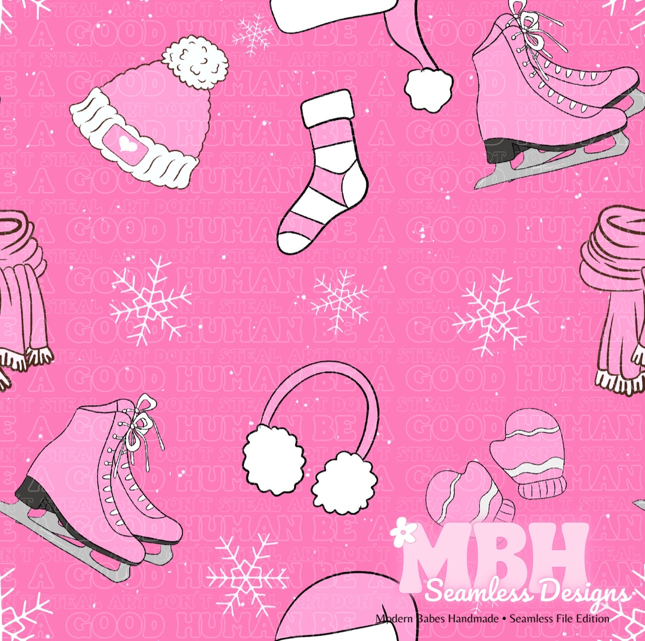 Ice Skating Seamless Pattern