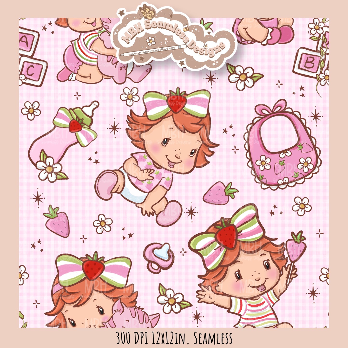 Baby Shortcake Seamless Pattern • PNG •Multiple Colorways