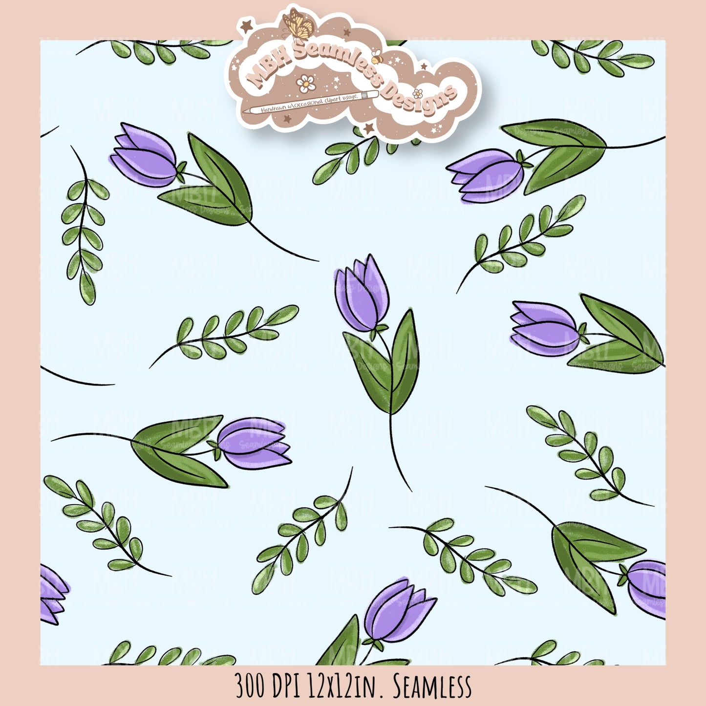 Tulips Seamless Pattern //MULTIPLE COLORWAY OPTIONS
