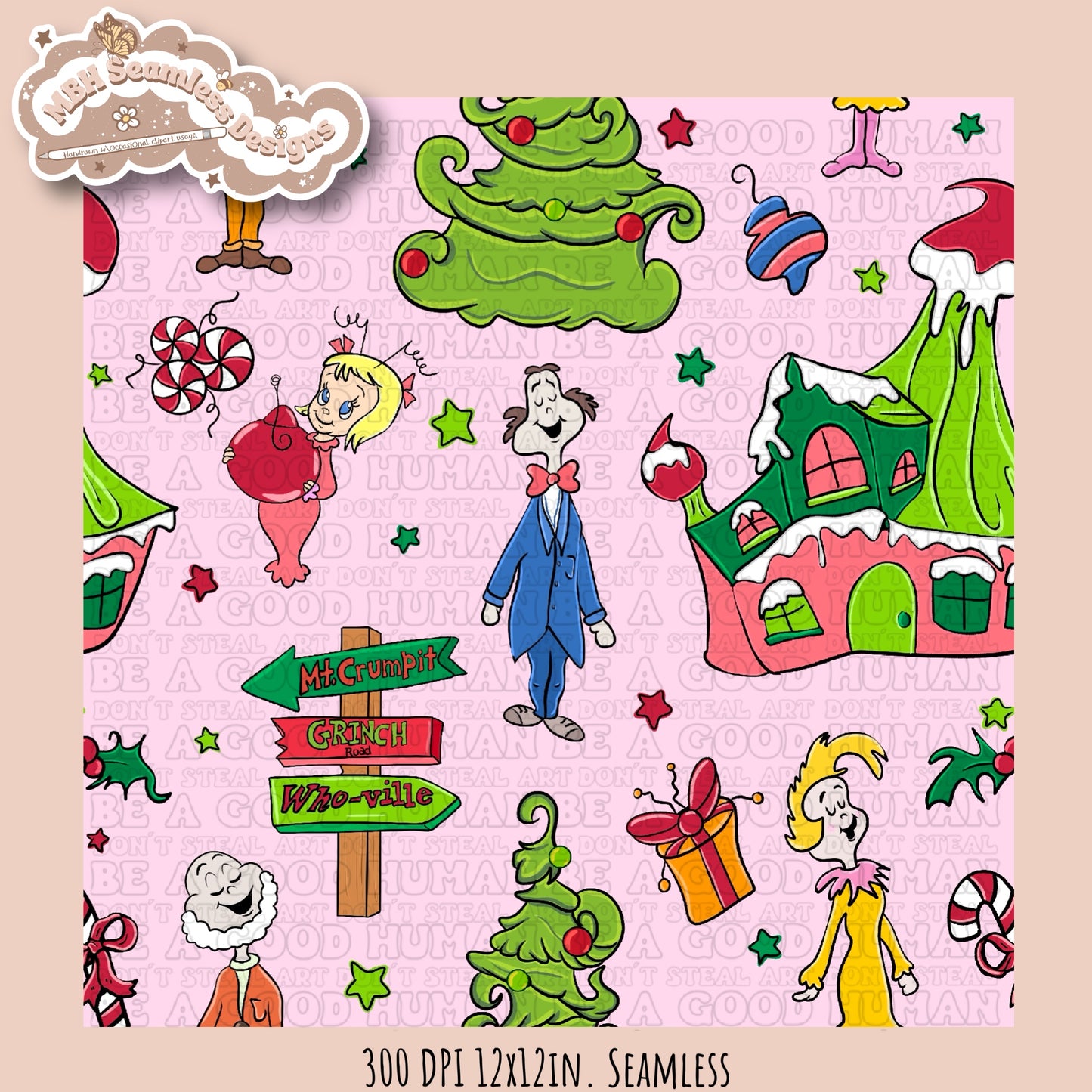 Who-ville Seamless Pattern & PNG MULTIPLE COLORWAYS