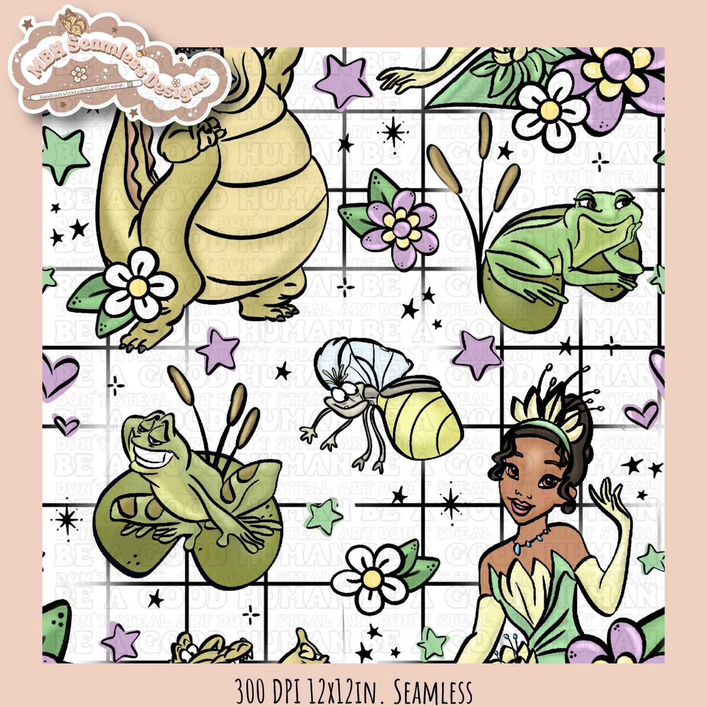 Tiana & Friends Seamless Pattern & PNG