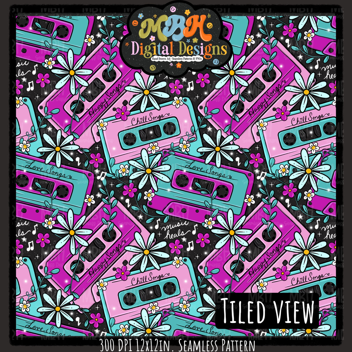 Hextober Day 1 •Music Seamless Pattern // PNG // MULTIPLE COLORWAYS (Hextober files are not available in drives.)