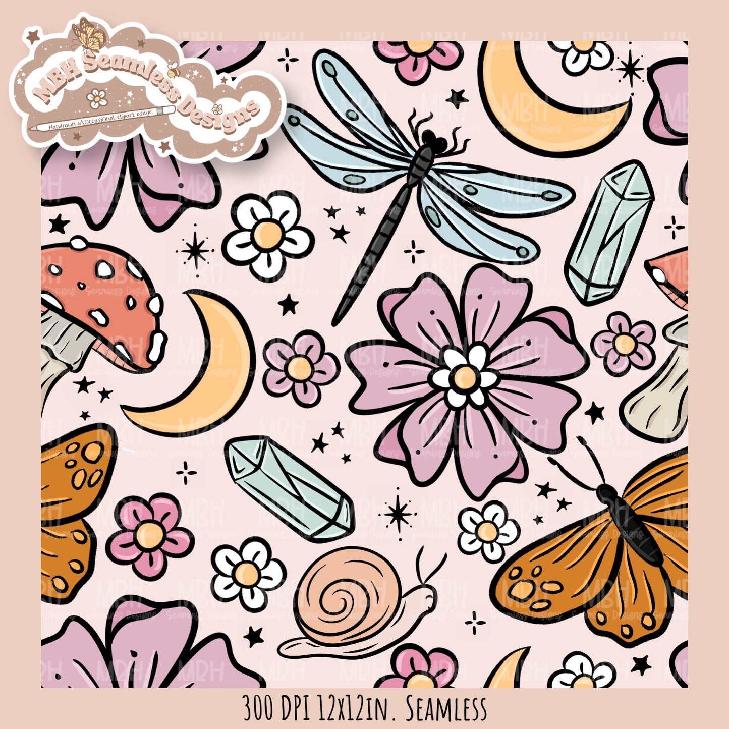 Mystical Floral Seamless Pattern // Multiple Colorways