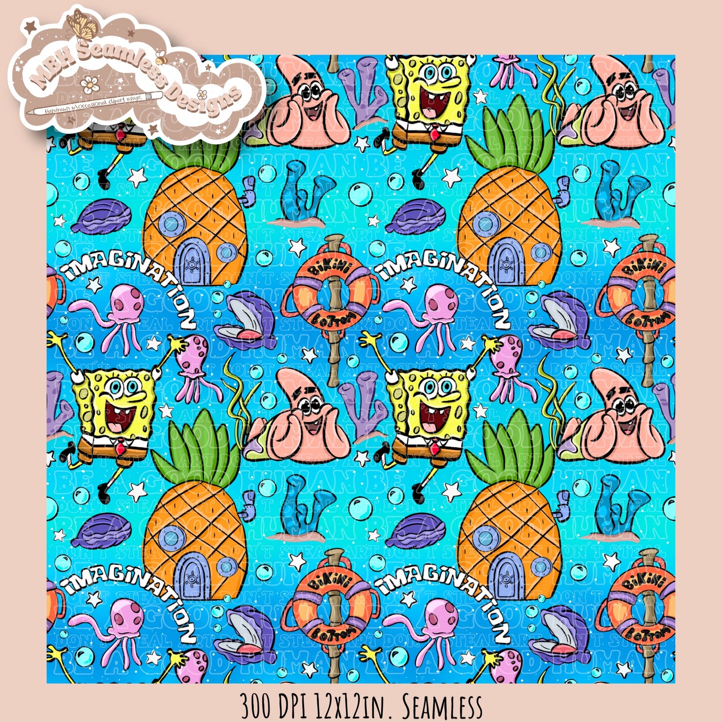 SquarePants Imagination Seamless Pattern MULTIPLE COLORWAYS