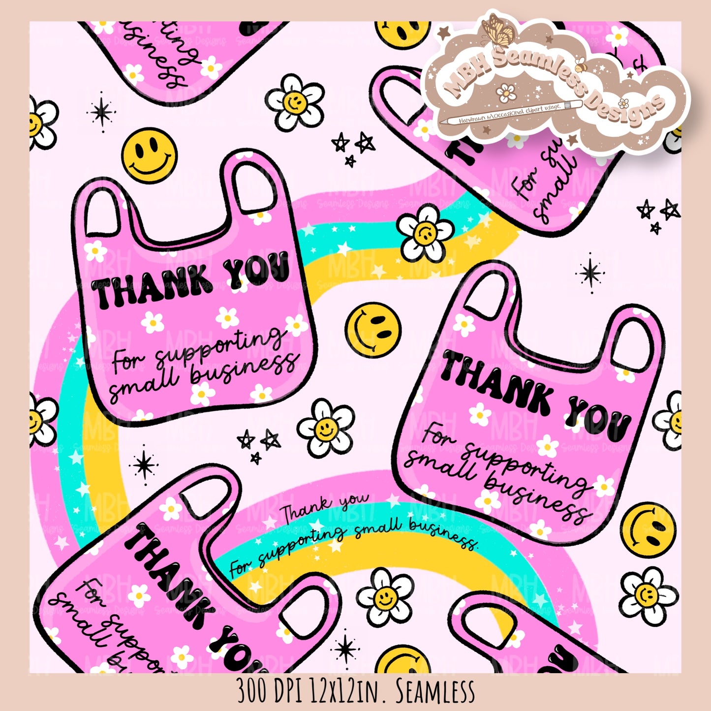 Rainbow Shop Small Seamless Pattern // PNG // Assorted Colorway Options