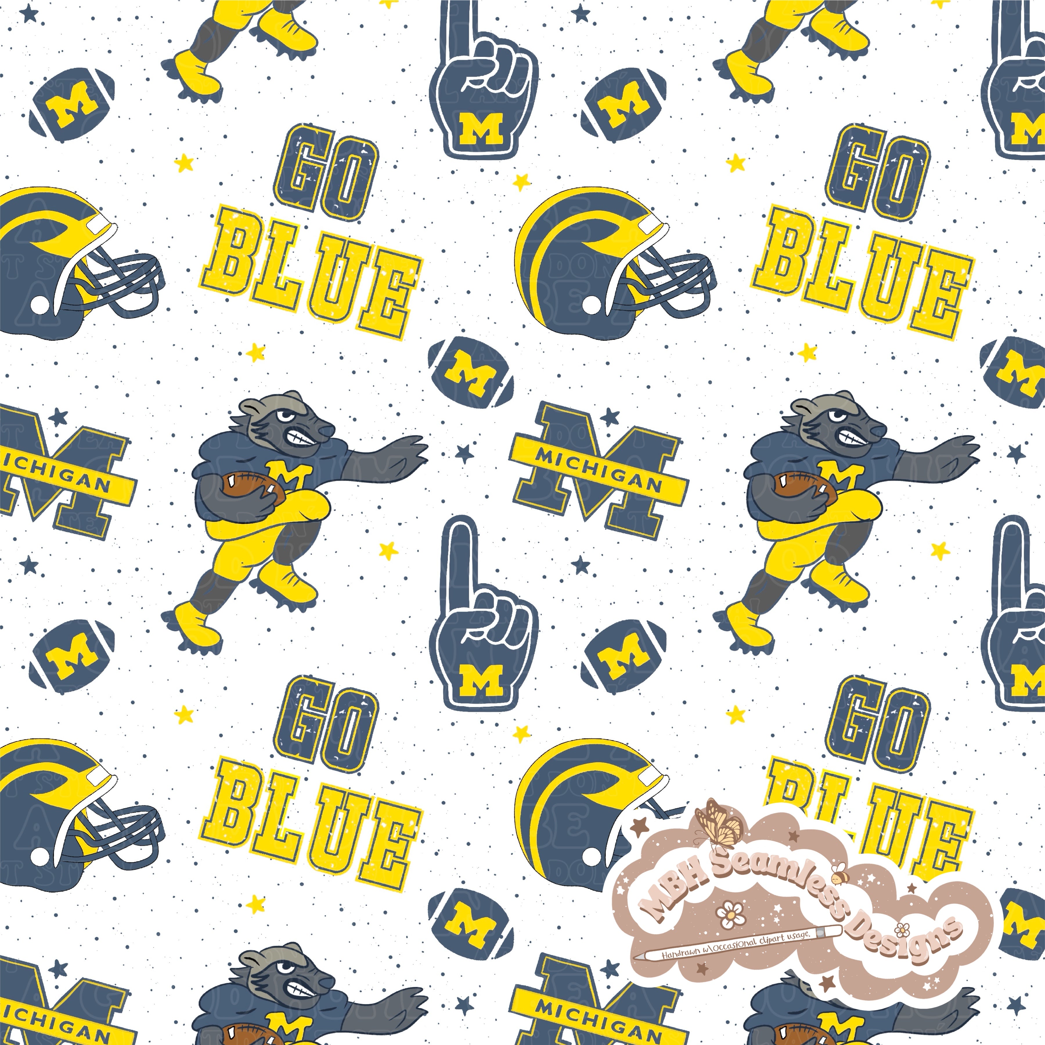 Michigan Wolverines Football Seamless Pattern – MBH Seamless Designs