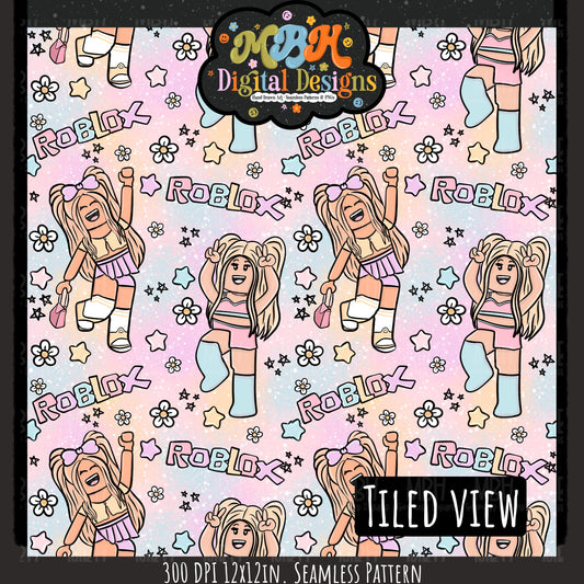 Girly Roblox Seamless Pattern MULTIPLE COLORWAYS