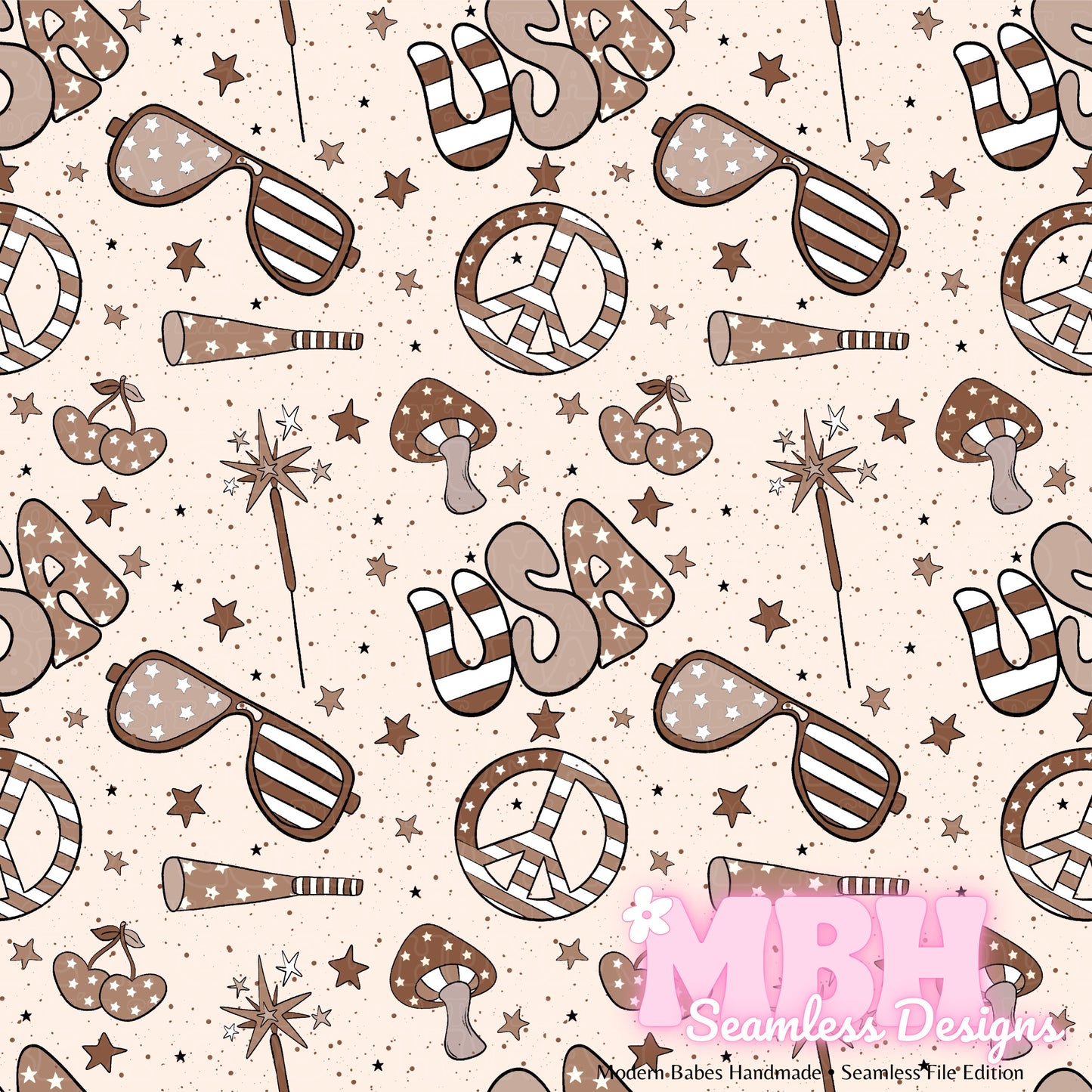 Neutral Groovy USA Seamless Pattern MULTIPLE COLORWAYS