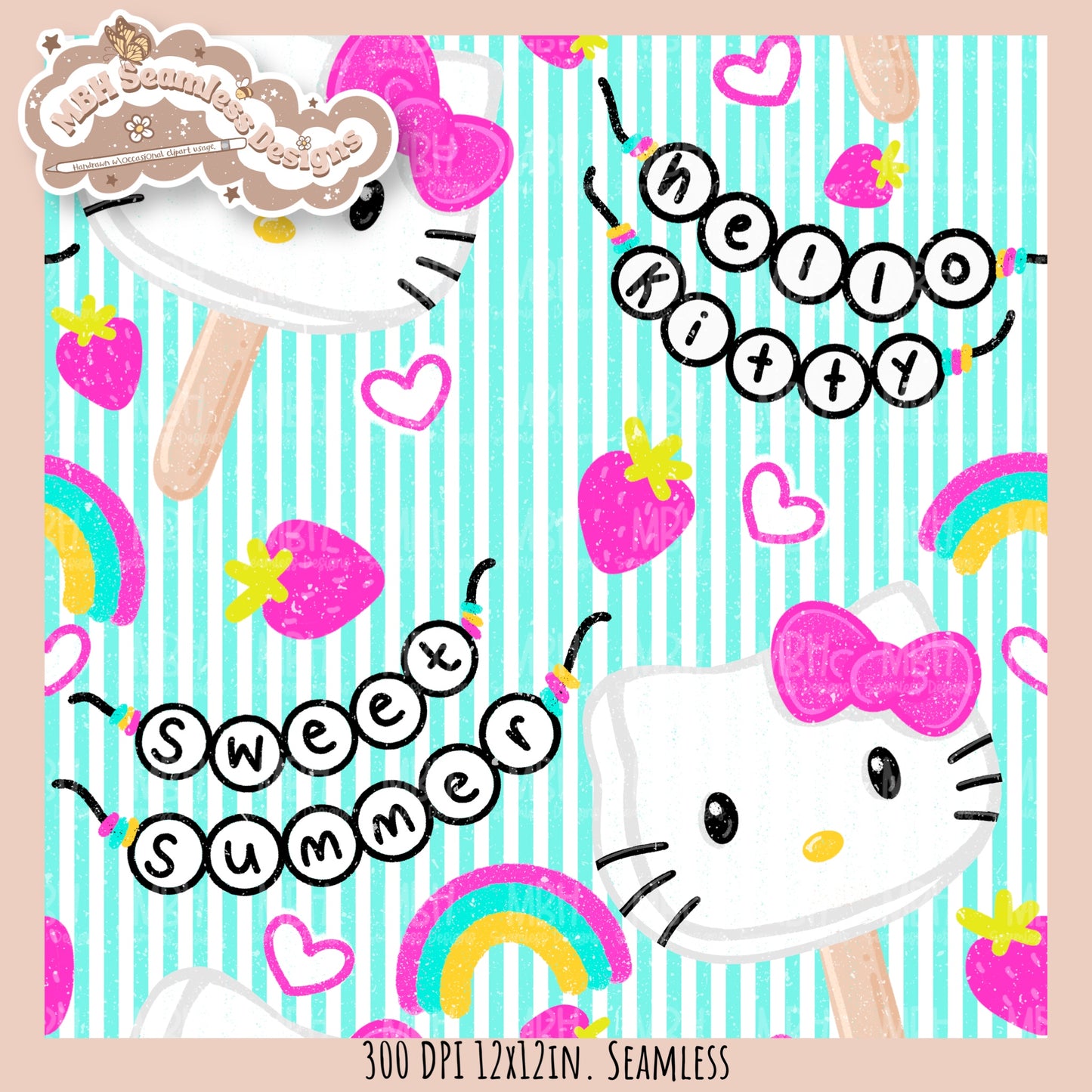 Sweet Summer KH Pops Seamless Pattern // PNG // Assorted Colorway Options