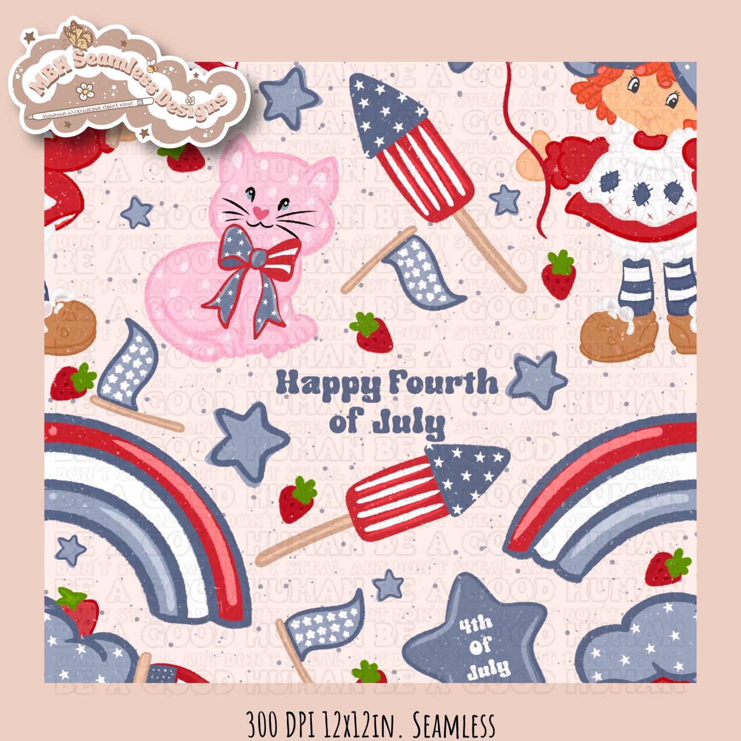 Strawberry Shortcake FOJ Rainbows Seamless Pattern •Multiple Colorways