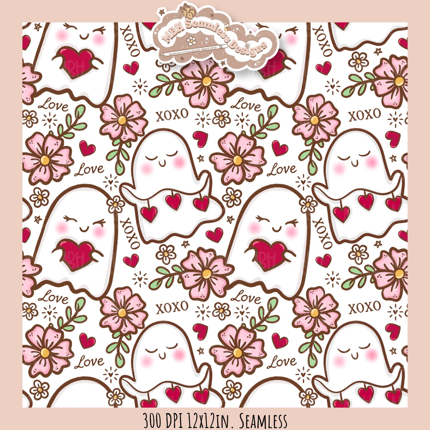XOXO Ghosties Seamless Pattern // Assorted Colorways