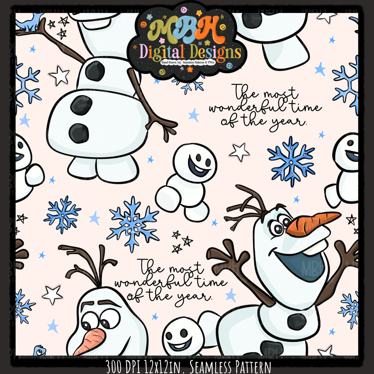 Olaf Seamless Pattern // PNG // Assorted Colorways