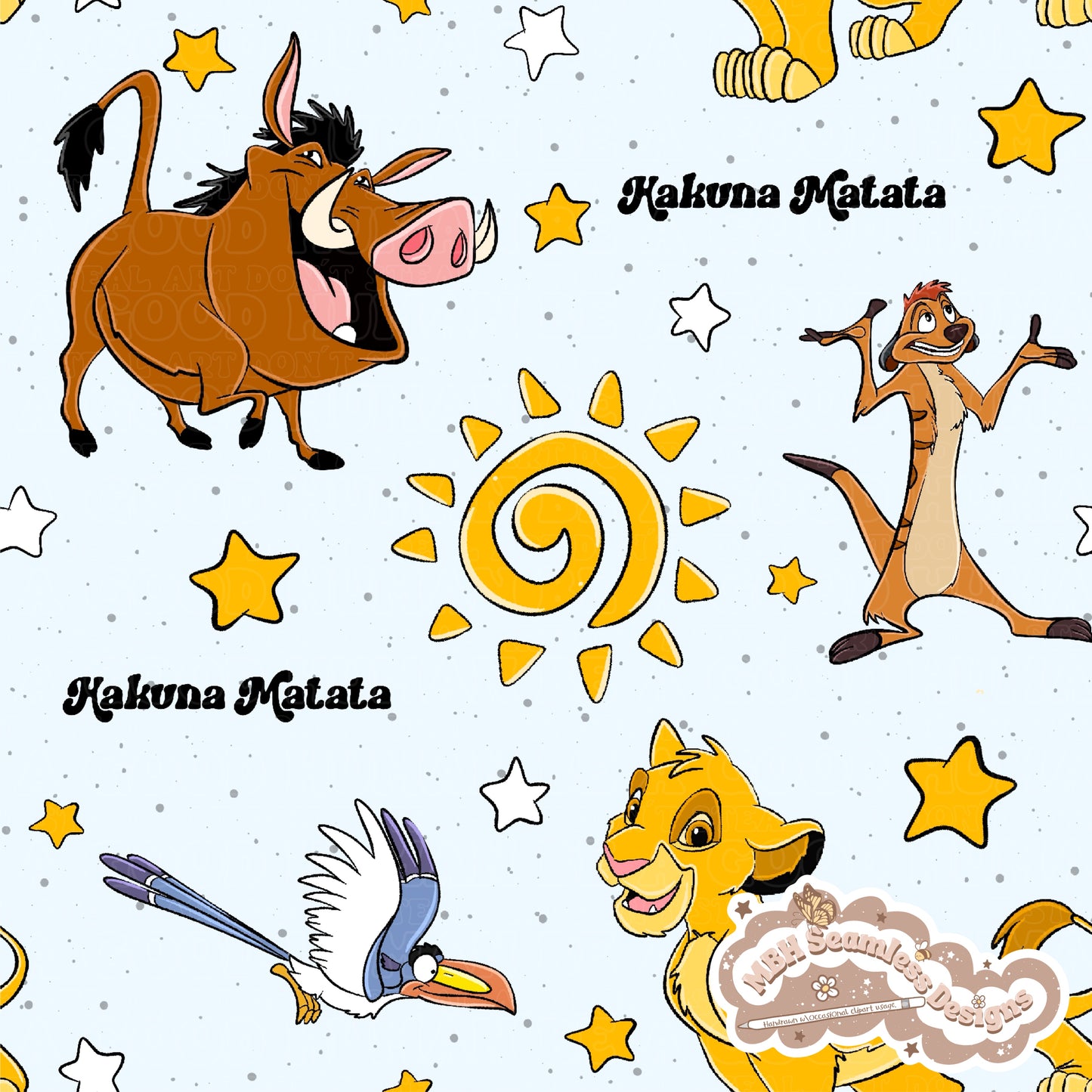 Hakuna Matata Seamless Pattern & PNG MULTIPLE COLORWAYS