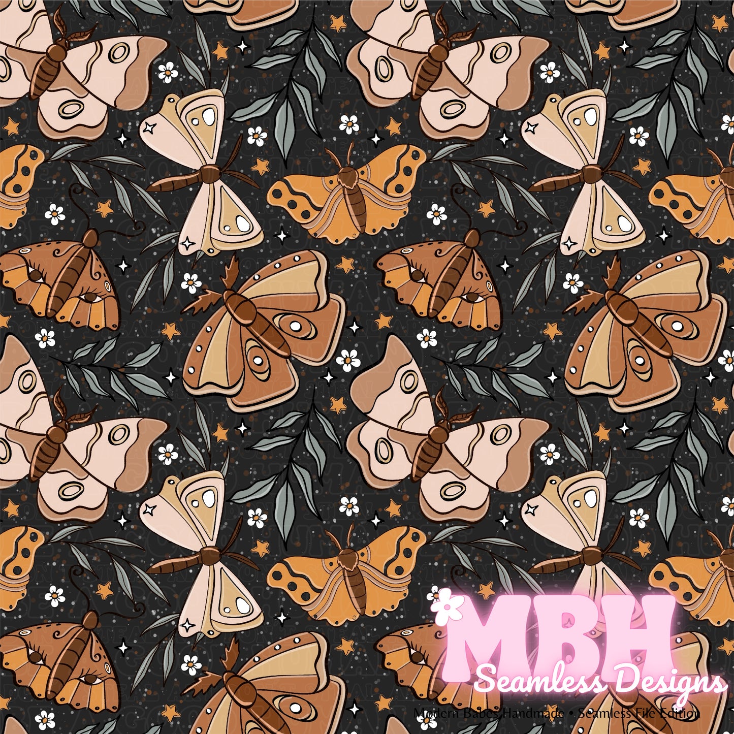 Bohemian Moths Seamless Pattern MULTIPLE COLORWAYS