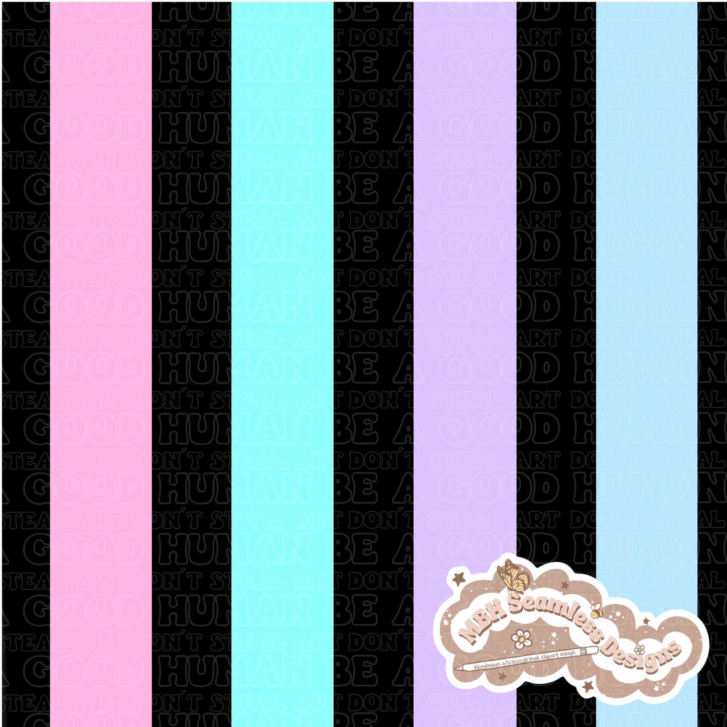 Pastel Horror Mashup Frames Seamless Pattern Multiple Colorways