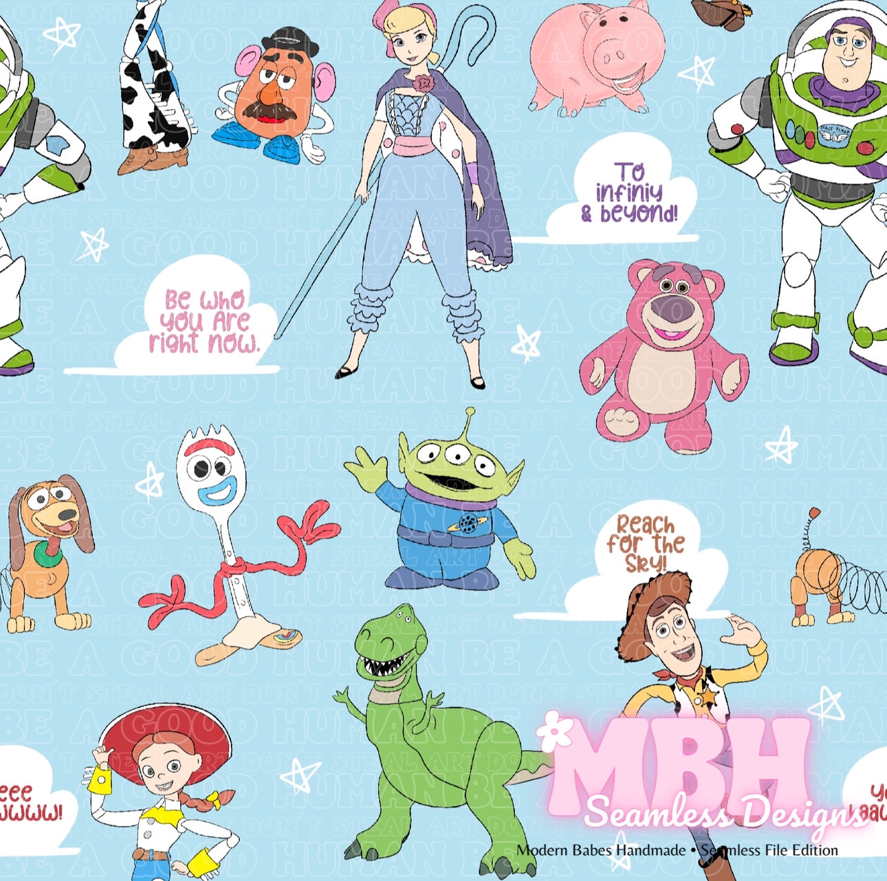 Toy Story Cloud Quotes Seamless Pattern