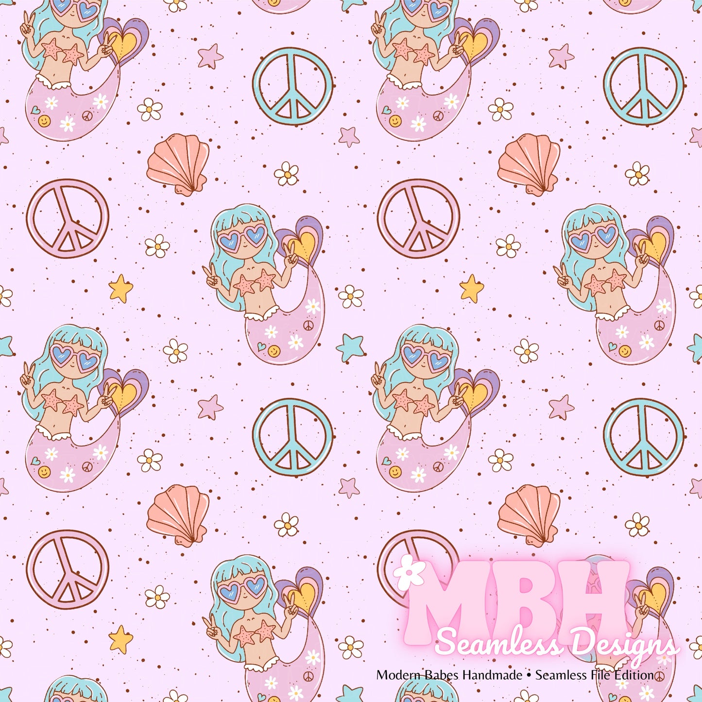 Groovy Mermaid Seamless Pattern MULTIPLE COLORWAYS