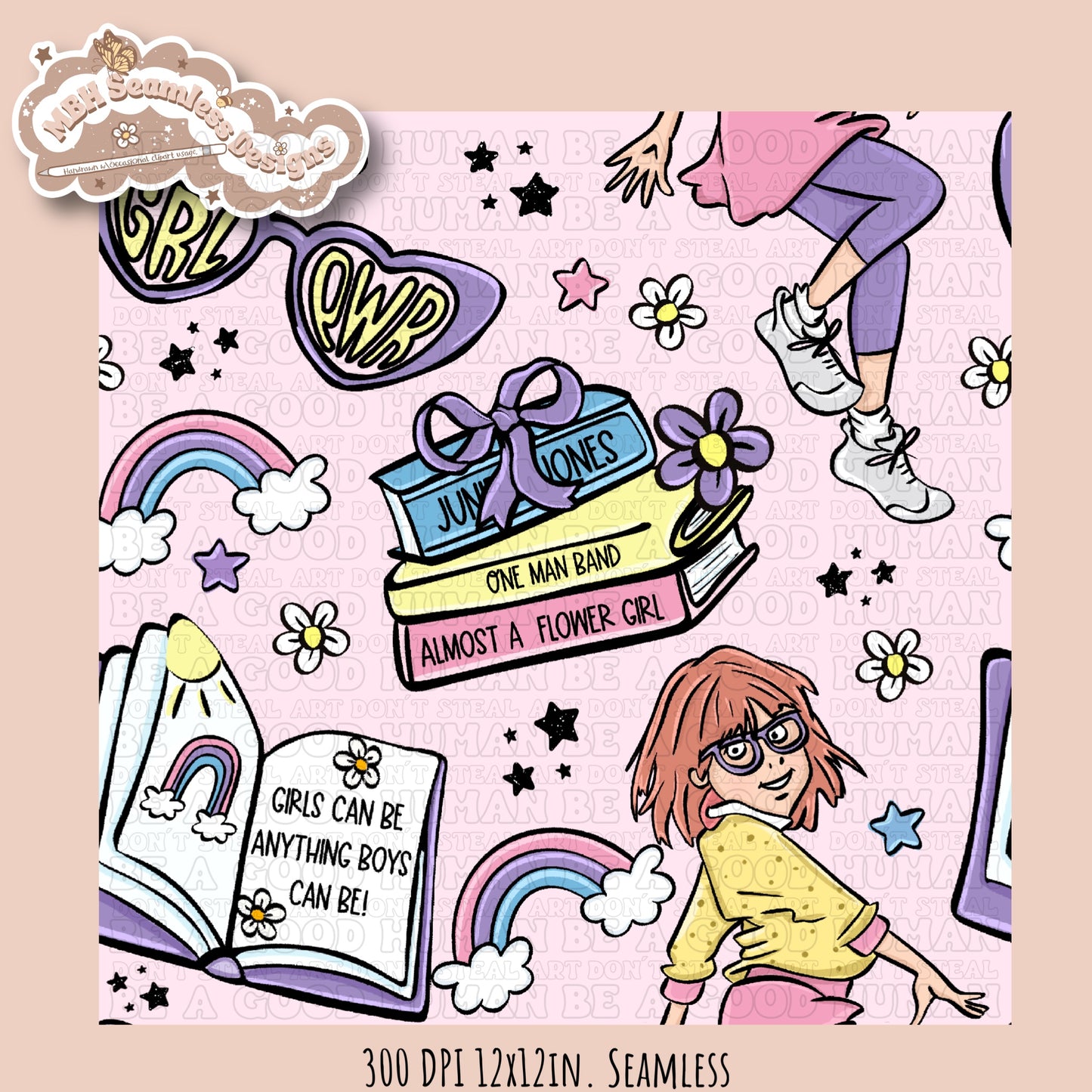 Junie B Seamless Pattern // PNG //Multiple Colorway Options