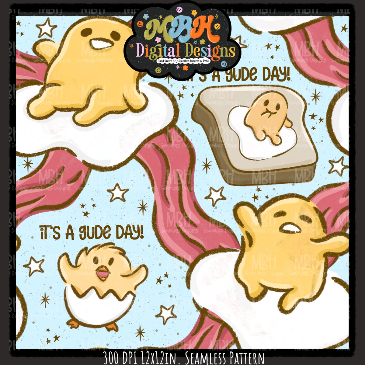 Gude Day Seamless Pattern // PNG // Assorted Colorways