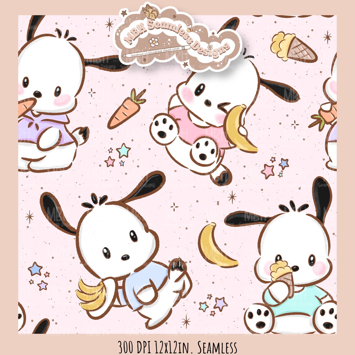 Pochacco Faves Seamless Pattern // PNG // Assorted Colorways