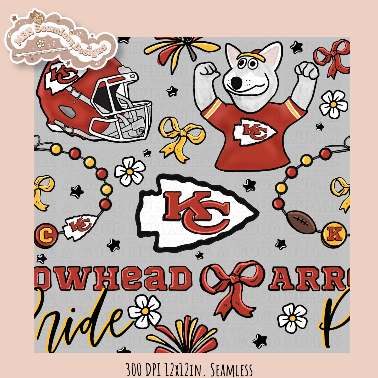 Chiefs x Daisies Football Seamless Pattern // Assorted Colorways