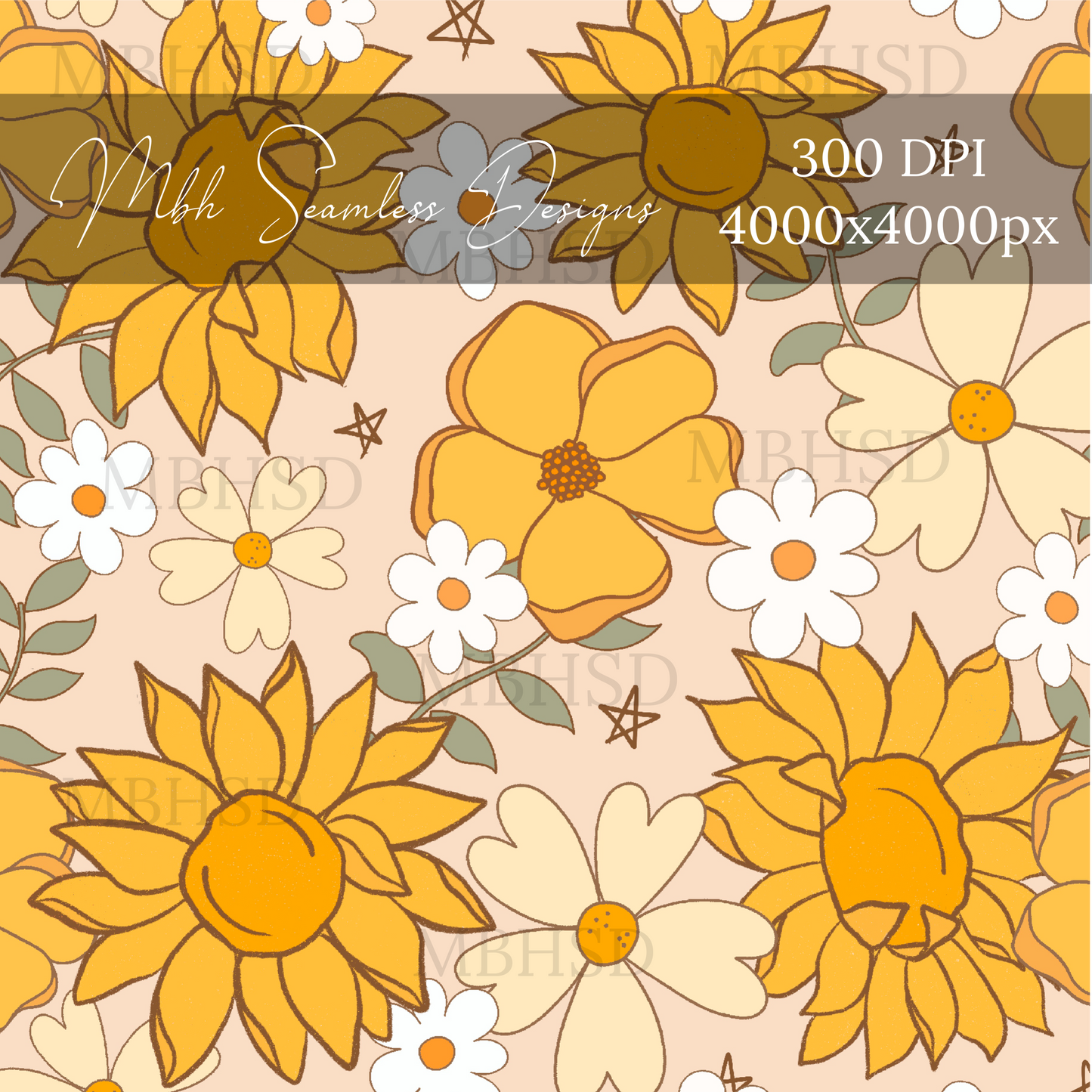 Sunflower Floral Seamless Pattern