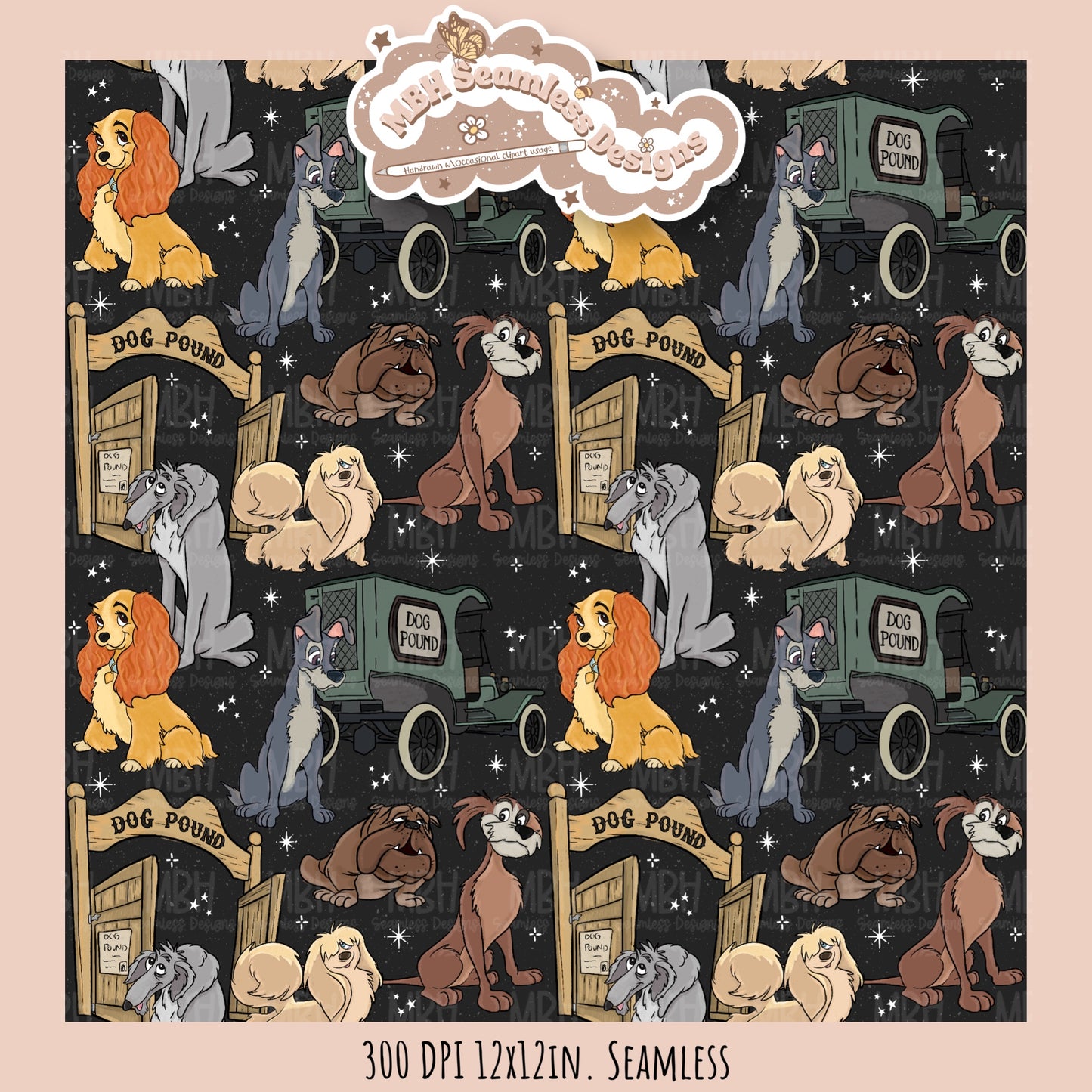 L&T Dog Pound Seamless Pattern // PNG // Multiple Colorway Options