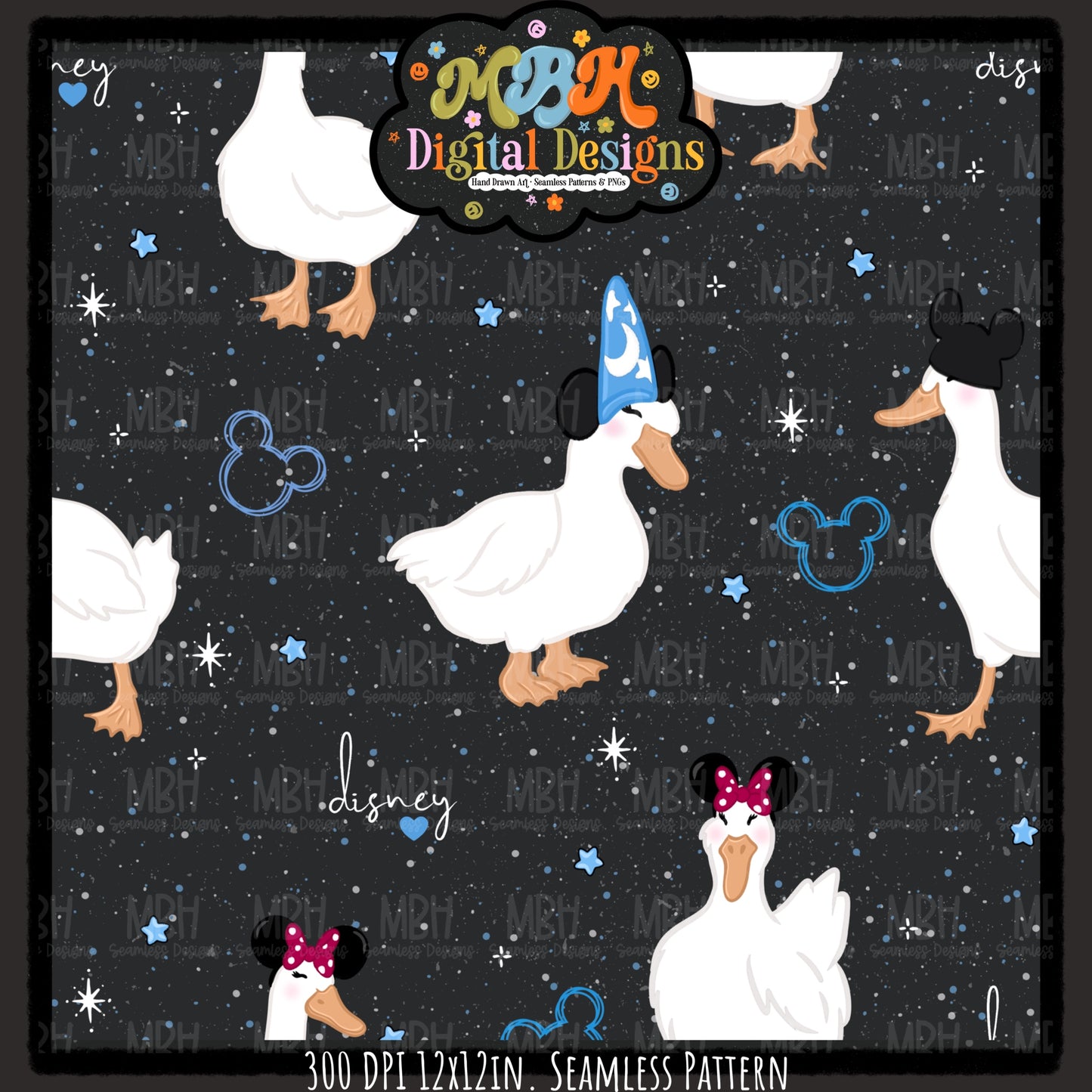 Park Ducks Seamless Pattern // PNG // MULTIPLE COLORWAYS