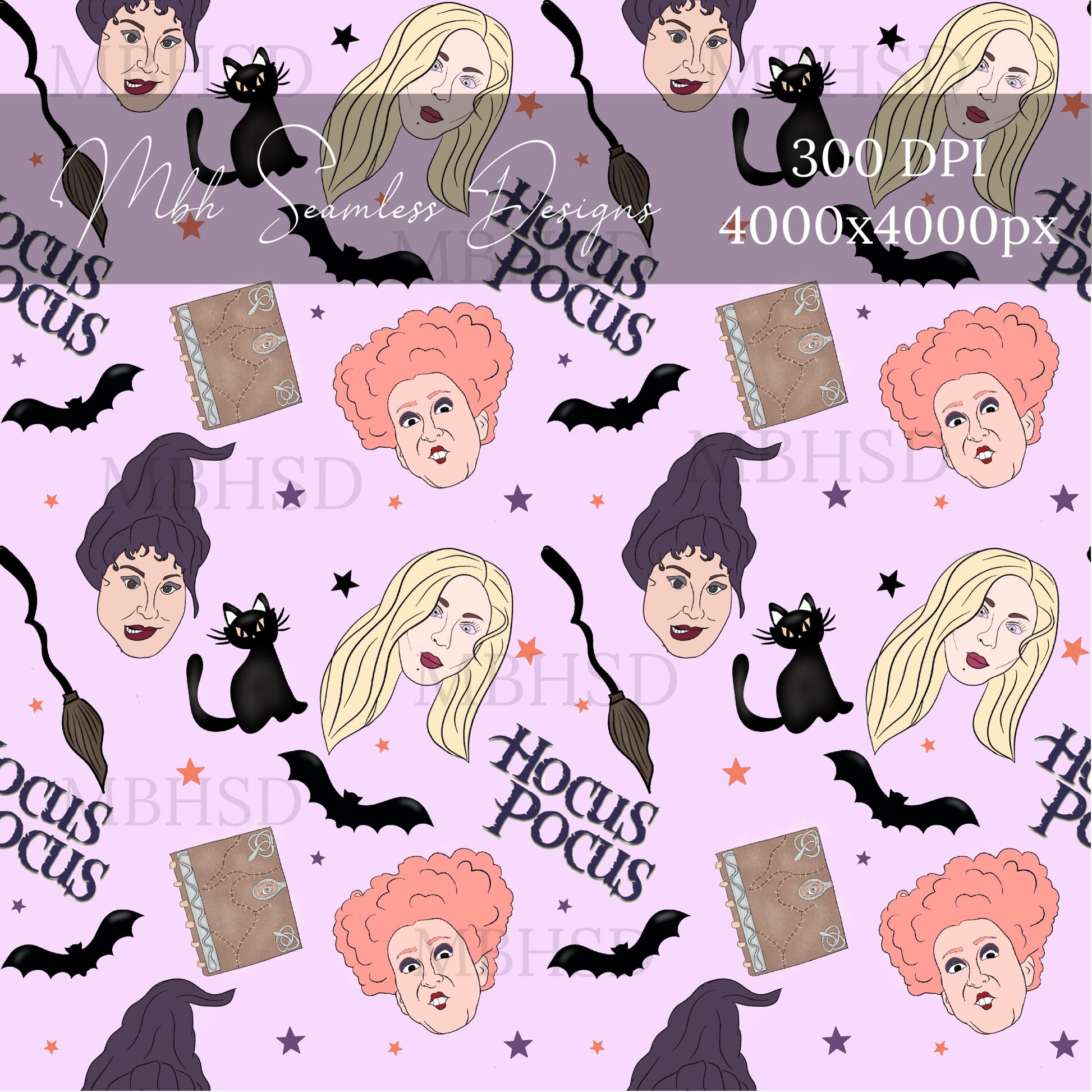 Hocus Pocus 2 Colors Seamless Pattern – MBH Seamless Designs