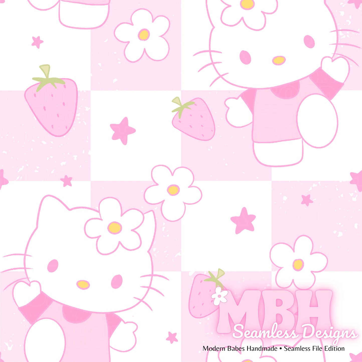 Pink Hello Kitty CHEX Seamless Pattern MULTIPLE COLORWAYS