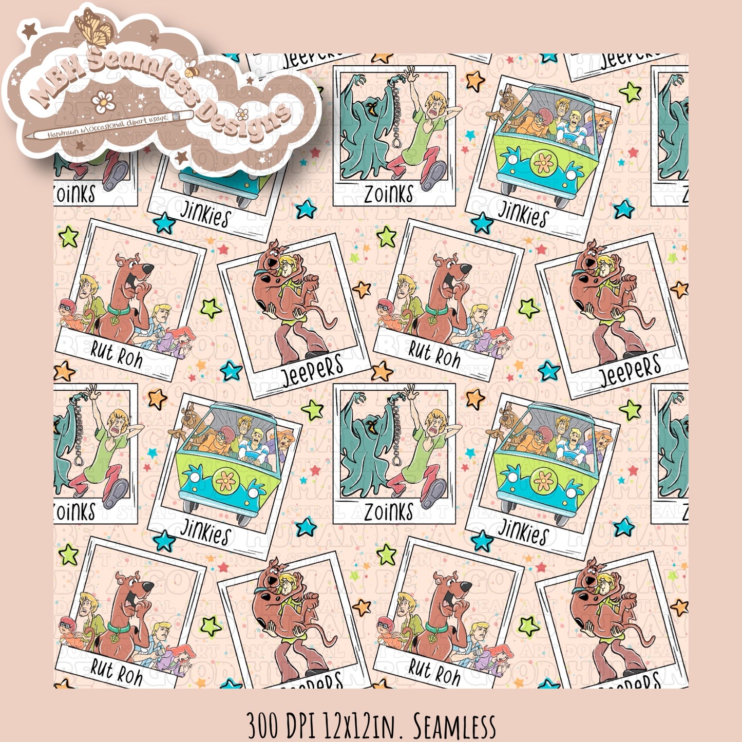 Starry Scooby Polaroids Seamless PNG & COORD MULTIPLE COLORWAYS