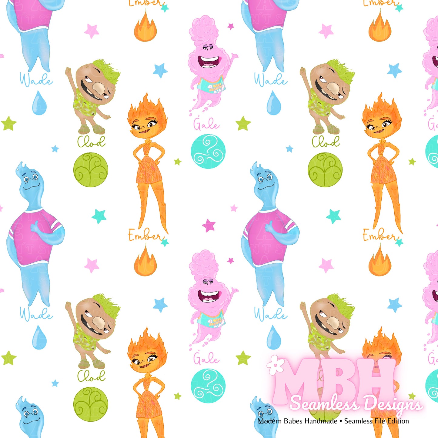 Starry Colorful Elemental Two Colorways Seamless Pattern