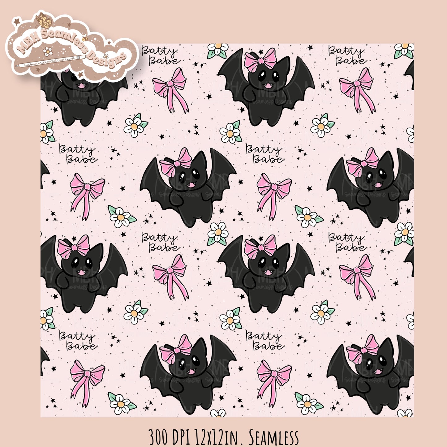 Coquette Bats • Hextober 25 // Seamless Pattern // Multiple Colorway Options