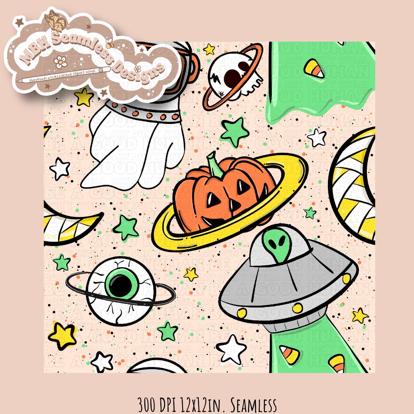 Spooky Space Seamless & PNG MULTIPLE COLORWAYS