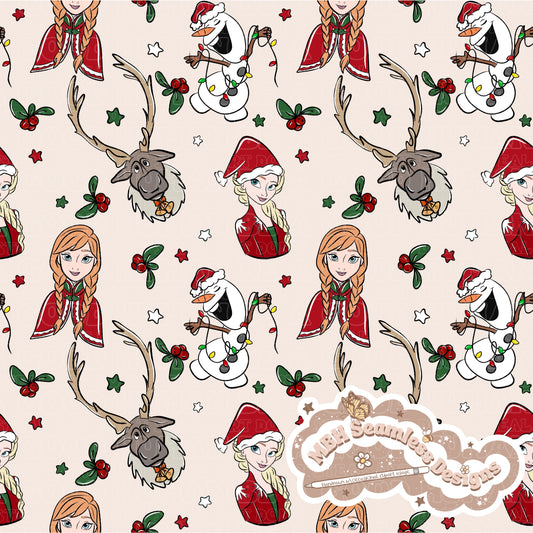 Frozen Christmas Seamless Pattern & PNG MULTIPLE COLORWAYS