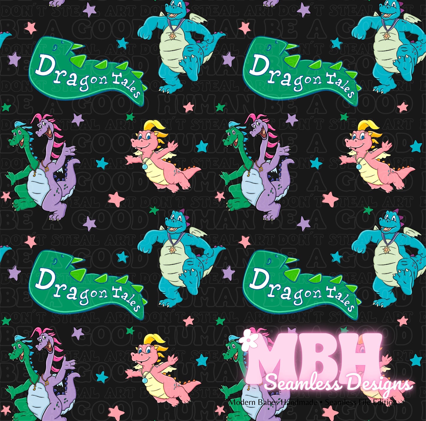 Starry Dragon Tales Seamless Pattern MULTIPLE COLORWAYS