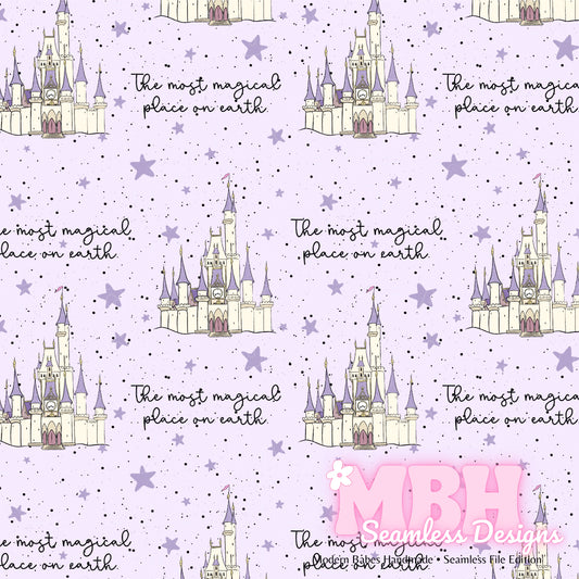 Starry Magical Castle Seamless Pattern MULTIPLE COLORWAYS