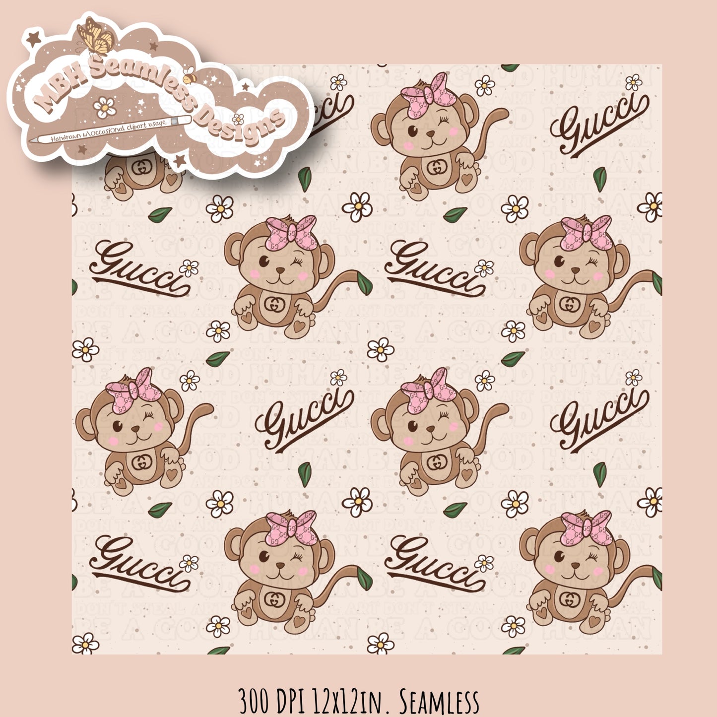 Boujee & Cute Monkey Seamless Pattern