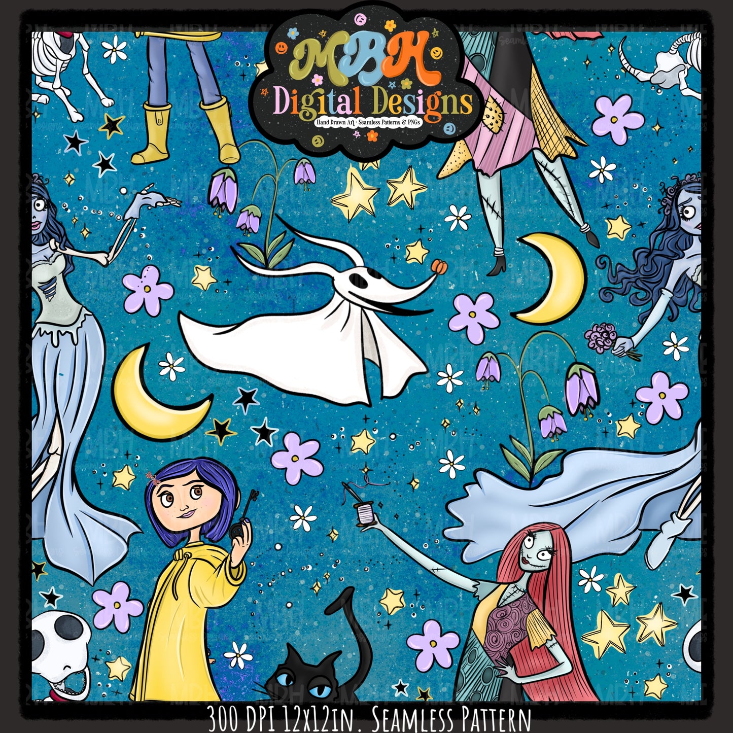 Spooky Girls Seamless Pattern // MULTIPLE COLORWAYS