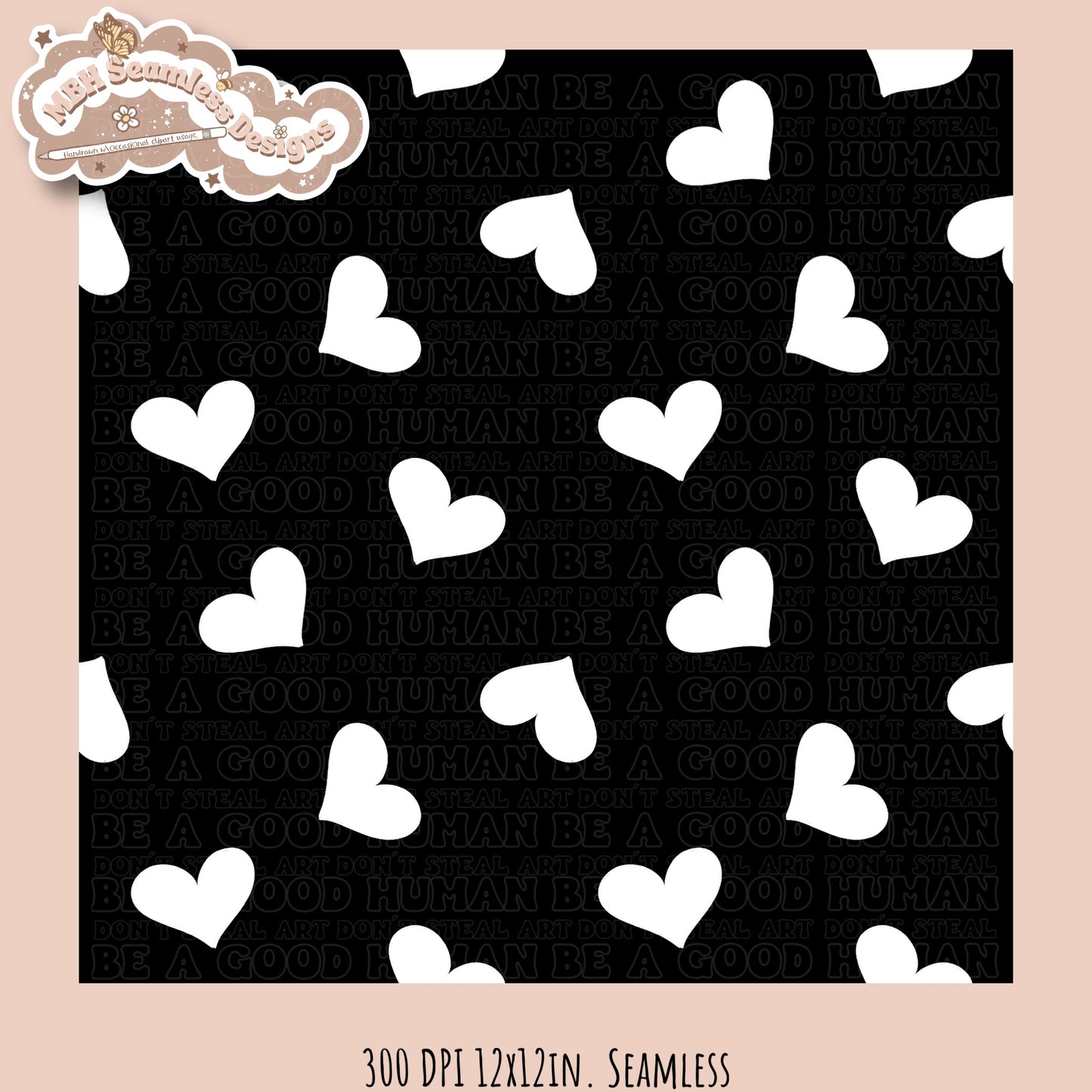 White Scattered Hearts Seamless Pattern MULTIPLE COLORWAYS