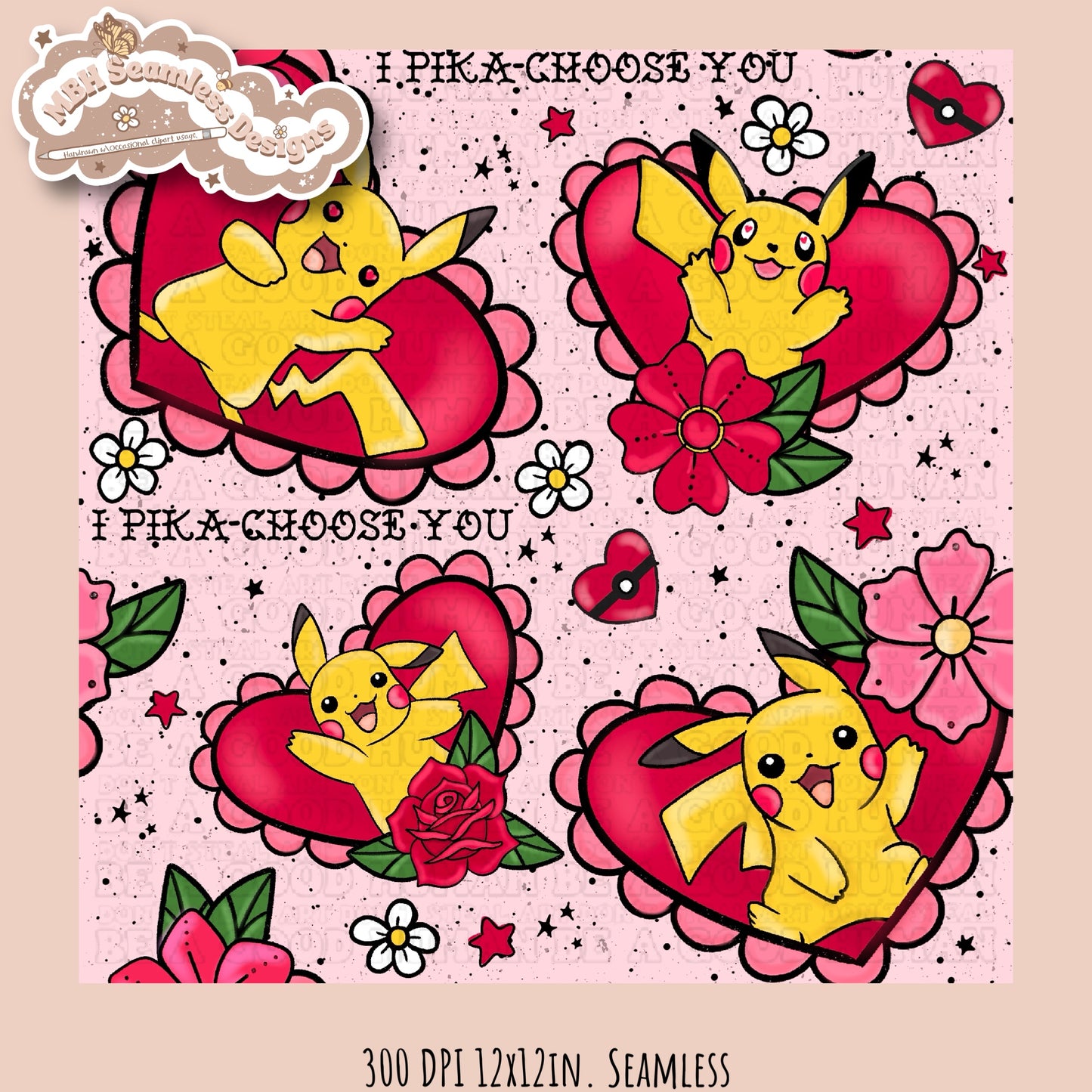 I Pika-Choose You Seamless Pattern Multiple Colorways