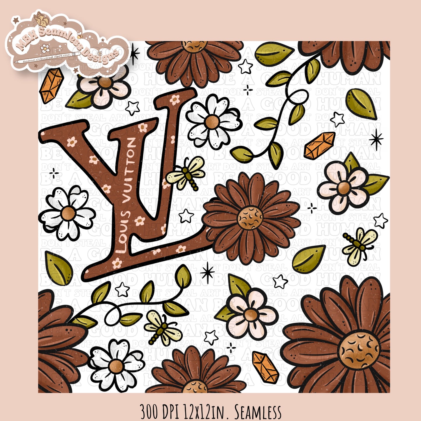 Boujee Brown Floral Seamless Pattern Multiple Colorways
